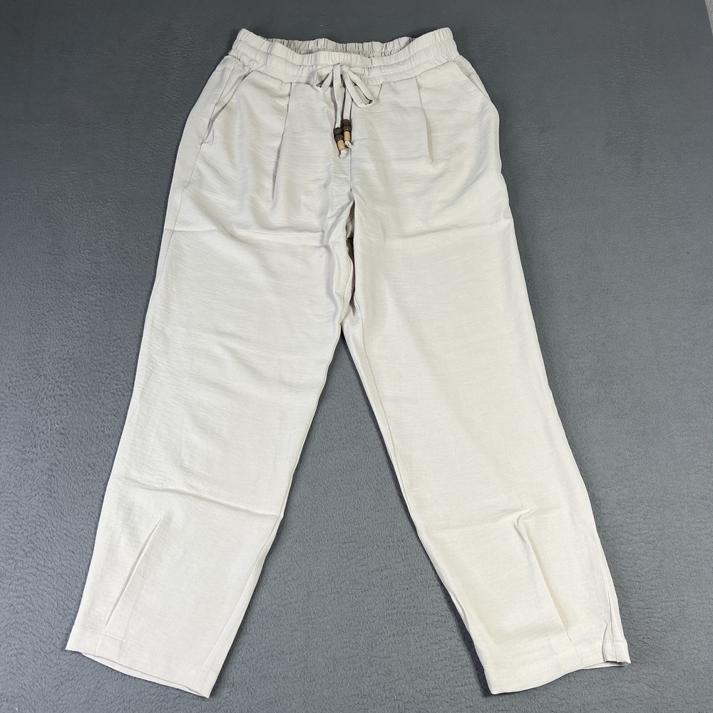 Everyday Jones Pants‎ Womens Medium Pull On Straight Leg Wood Bead Drawstring